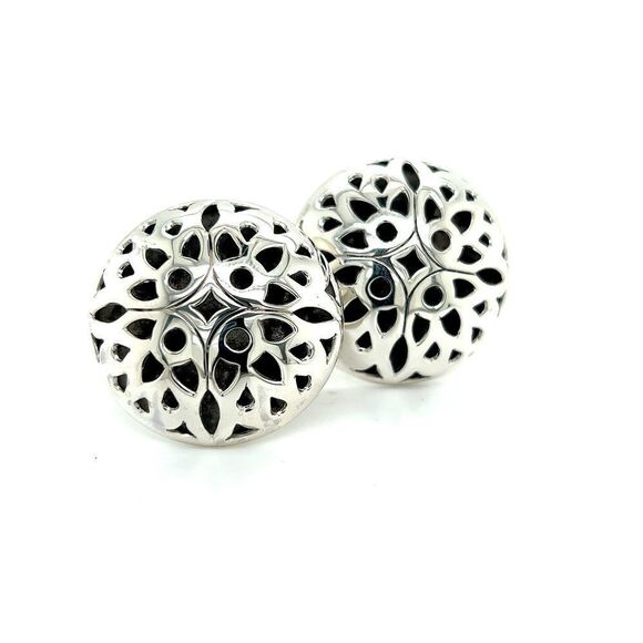 John Hardy Estate Large Button Clip on Earrings 1.5" Sterling Silver JH57 - Picture 8 of 8